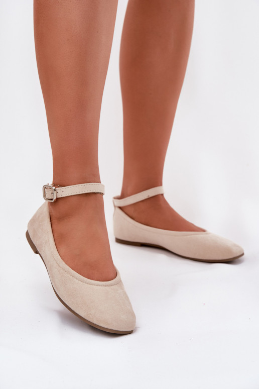 Eko Ballerine in camoscio con cinghie I con fibbie beige Deomira