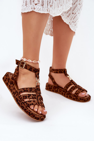 Sandali da donna con piattaforma e dettagli color oro Kartia con motivo leopardato 2