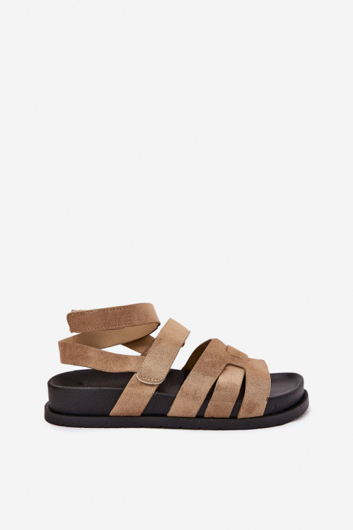 Eko Sandali da donna in camoscio Z con chiusura adesivaami beige Valpera