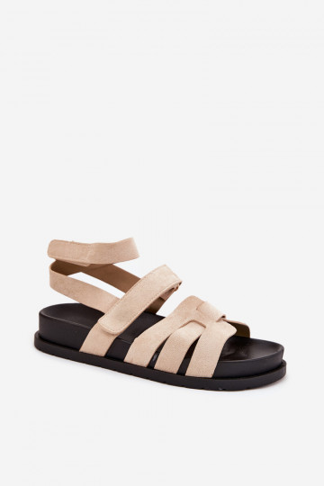 Sandali in suede artificiale color sabbia con chiusure adesive Valpera 2