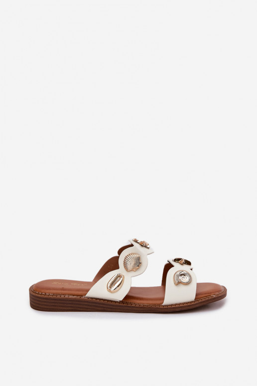 Pantofole da donna Ze colore doratomi Przypinkami Colore bianco Jenoriela