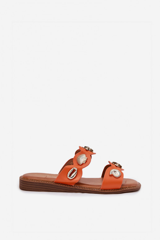 Pantofole da donna Ze colore doratomi Przypinkami colore arancione Jenoriela