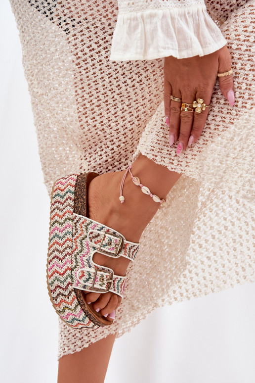 Pantofole da donna con una piattaforma Con treccia I con fibbiemi Colori differenti Eradriana