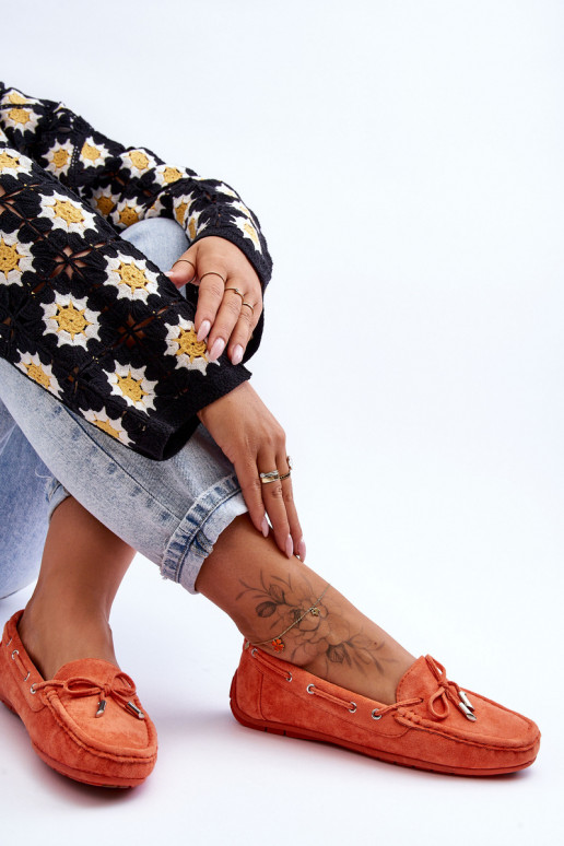 Mocassini eleganti in camoscio colore arancione Si Passione