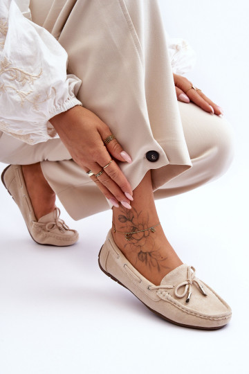 Mocassini eleganti in camoscio beige Si Passione