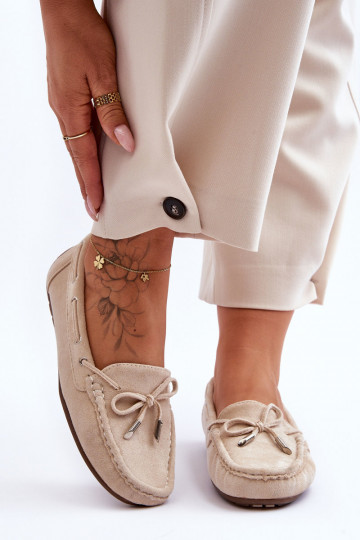 Mocassini eleganti in camoscio beige Si Passione 2