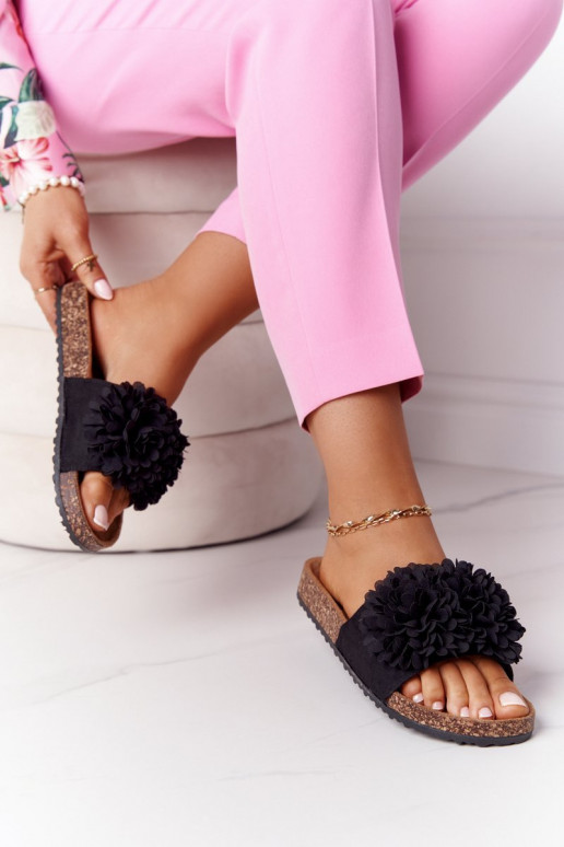 Pantofole Su suola in sughero colore nero FloAerbomb