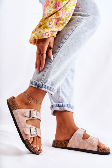 Femminile Pantofole Su Korek con fibbie colore oro rosa Vivio 2