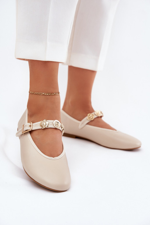 Ballerine Femminile con cinghie I colore doratomi Przypinkami beige Firicene Ballerine Femminile con cinghie I colore doratomi Przypinkami beige Firicene