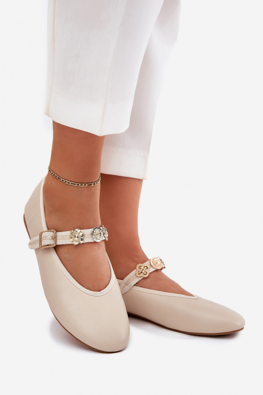 Ballerine Femminile con cinghie I colore doratomi Przypinkami beige Firicene Ballerine Femminile con cinghie I colore doratomi Przypinkami beige Firicene