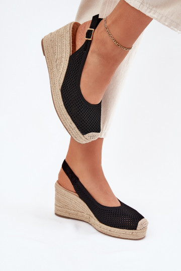 Sandali da donna Su un cuneo Con treccia colore nero Tulliata