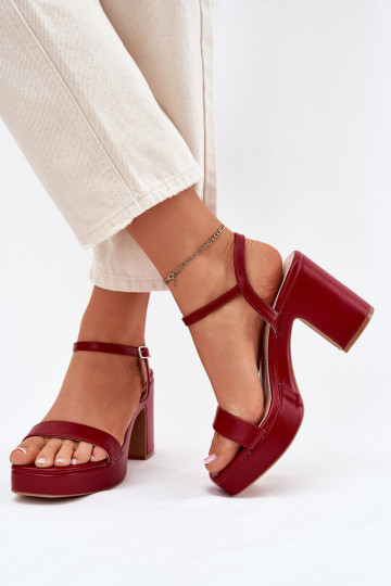 Sandali in pelle sintetica con tacco Lillita color bordeaux