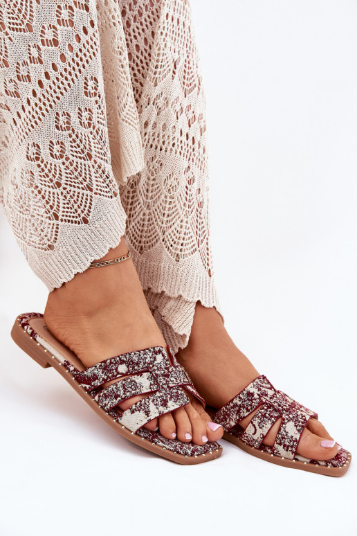 Decorato Pantofole con tacchi larghi Borgogna Anniles