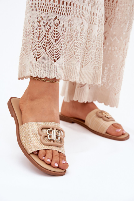 isoscele Pantofole da donna Con decorazioni Detalem beige Nenitta