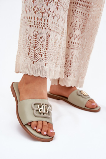 Pantofole piatte con dettagli eleganti Nenitta verde 2