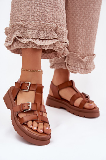 Sandali da donna Eko Pelle con fibbie colore marrone Jeneliena