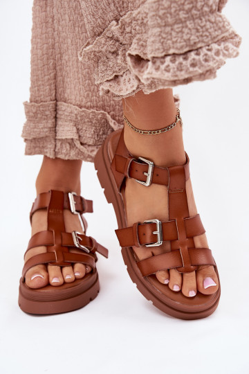 Sandali da donna Eko Pelle con fibbie colore marrone Jeneliena 2