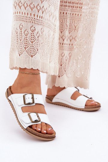 Pantofole in pelle Femminile Z Klarami Inblu AA0002KU Colore bianco 2