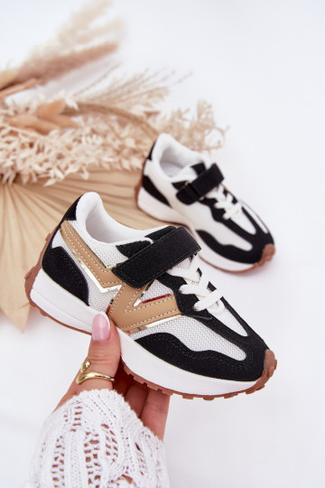Scarpe modello sneakers Infantile con chiusure adesive Bianco-colore nero Tezzu