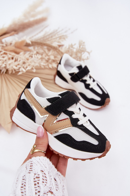 Scarpe modello sneakers Infantile con chiusure adesive Bianco-colore nero Tezzu