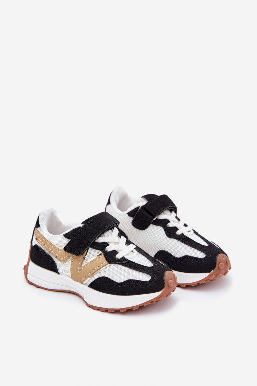 Scarpe modello sneakers Infantile con chiusure adesive Bianco-colore nero Tezzu
