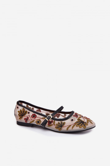 Ballerine Z Haftem I Strisceem colore nero Lilindraen 2