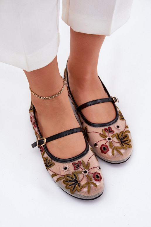 Ballerine Z Haftem I Strisceem colore nero Lilindraen