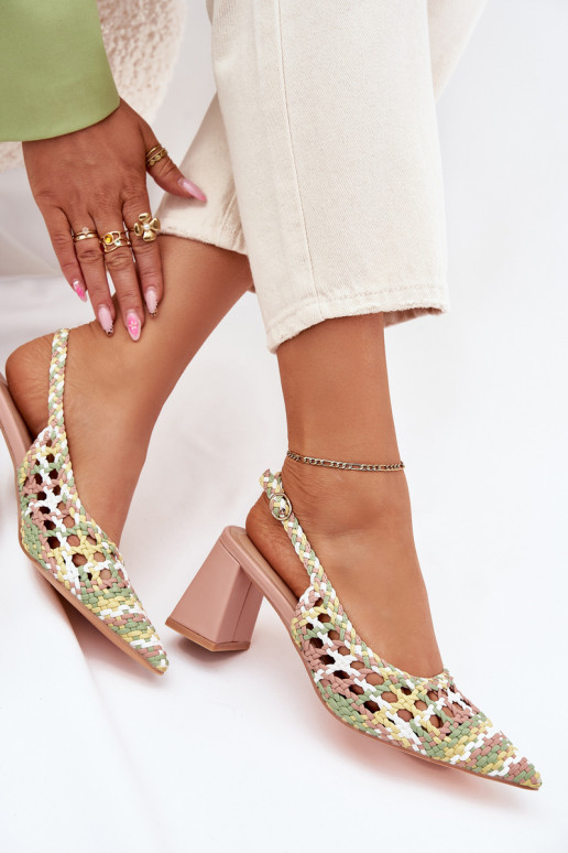 sandali Con treccia con i tacchi colore rosa Ebina