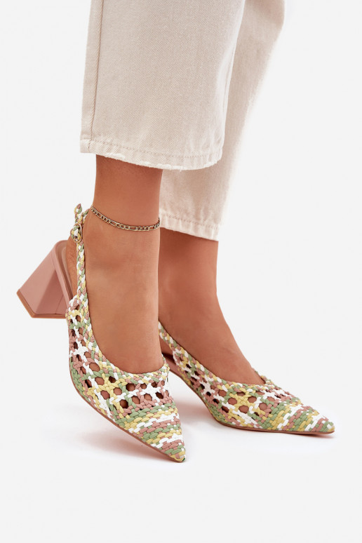 sandali Con treccia con i tacchi colore rosa Ebina