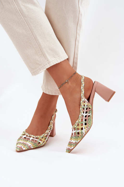 sandali Con treccia con i tacchi colore rosa Ebina