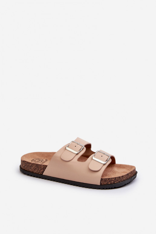 Pantofole da donna con fibbie beige Oliena