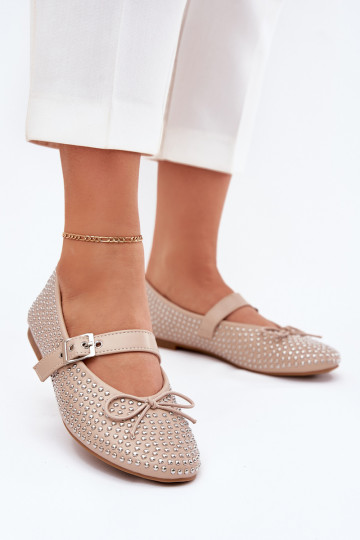 Ballerine decorate con fiocchi e nastri Zdivisa color sabbia