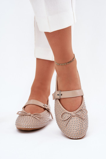Ballerine decorate con fiocchi e nastri Zdivisa color sabbia 2
