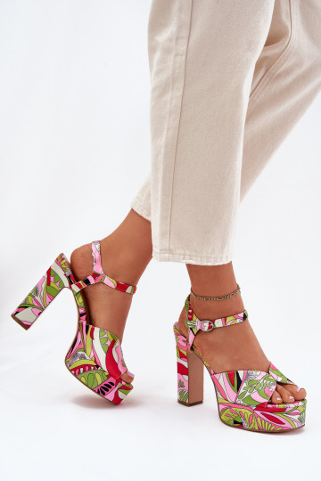 Elegantellato sandali con i tacchi e piattaforma rosa-colore verde Slaria