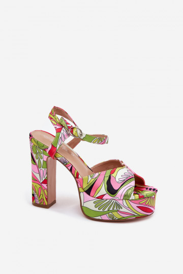 Elegantellato sandali con i tacchi e piattaforma rosa-colore verde Slaria 2