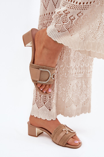 Femminile Pantofole con i tacchi Con decorazioni Detalem beige Julinemi