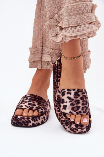 Pantofole con piattaforma Dovasse con stampa leopardata 2