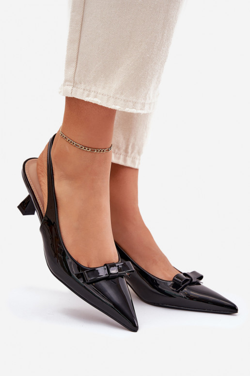 con effetto vernice sandali con tacchi sottili con nastri colore nero Abilitatoylna