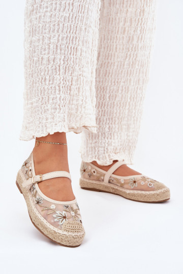 griglia espadrillas Z Haftem con una piattaforma beige Laxisa