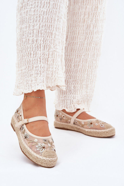 griglia espadrillas Z Haftem con una piattaforma beige Laxisa