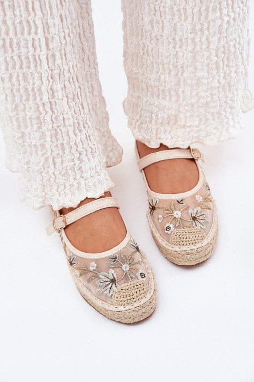 griglia espadrillas Z Haftem con una piattaforma beige Laxisa