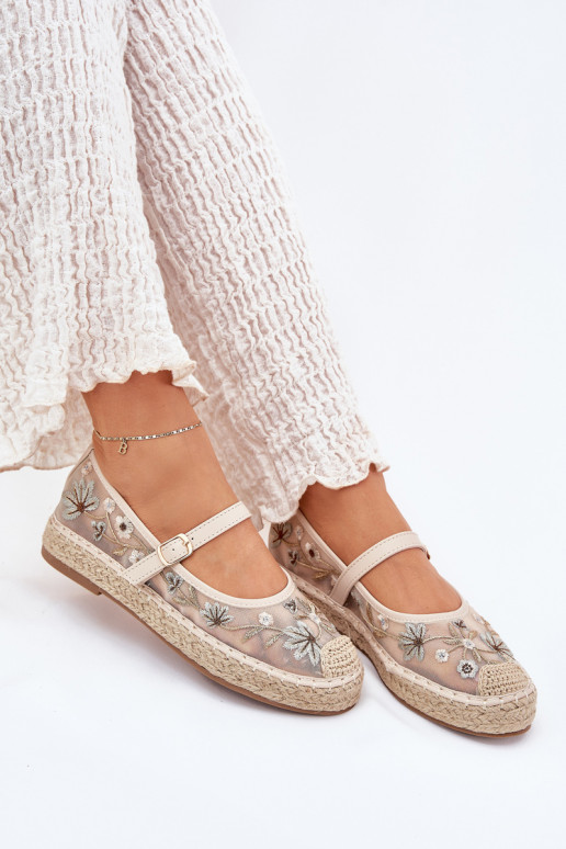 griglia espadrillas Z Haftem con una piattaforma beige Laxisa