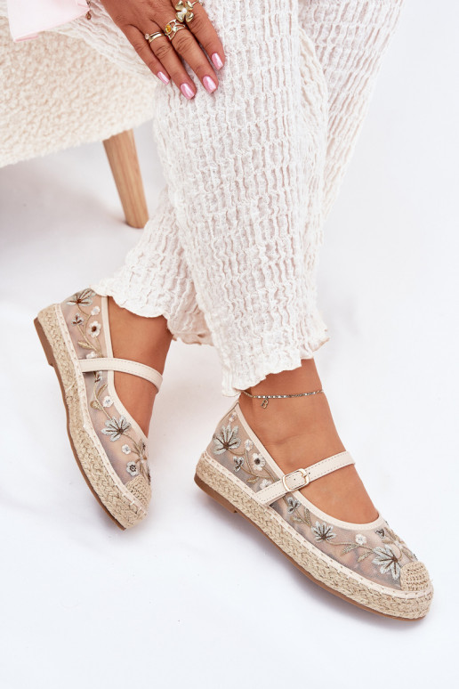 griglia espadrillas Z Haftem con una piattaforma beige Laxisa