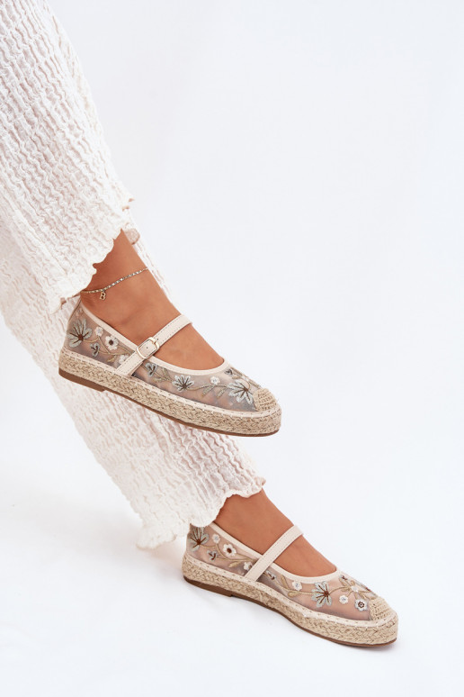 griglia espadrillas Z Haftem con una piattaforma beige Laxisa