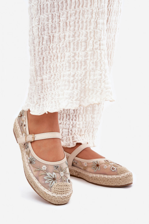 griglia espadrillas Z Haftem con una piattaforma beige Laxisa