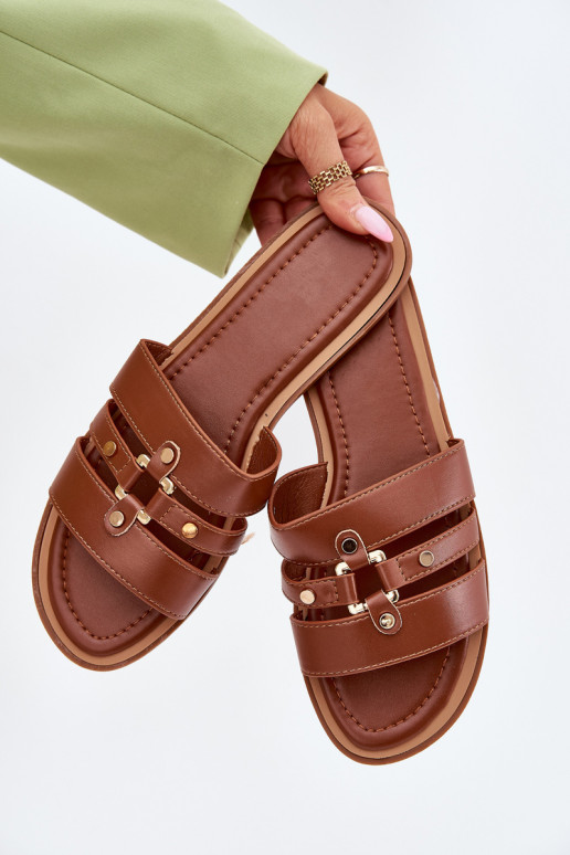 isoscele Pantofole da donna Ze colore doratom Detalem colore marrone Noroti