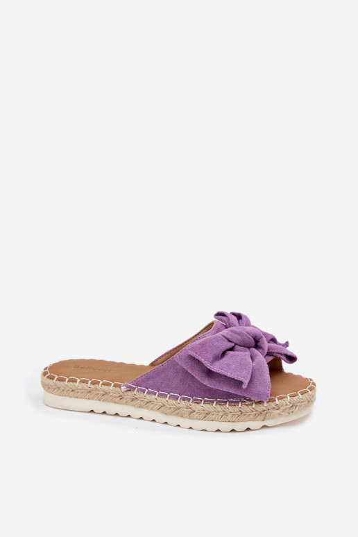 Pantofole da donna con una piattaforma Con treccia I Kokardką Colore viola Alpireda
