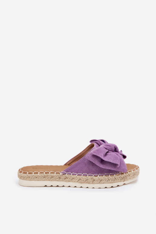 Pantofole da donna con una piattaforma Con treccia I Kokardką Colore viola Alpireda