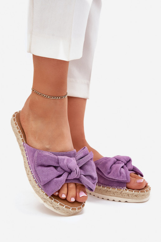 Pantofole da donna con una piattaforma Con treccia I Kokardką Colore viola Alpireda