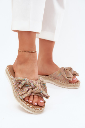 Pantofole da donna di vari colori con piattaforma, intreccio e fiocco "Alpireda" 2
